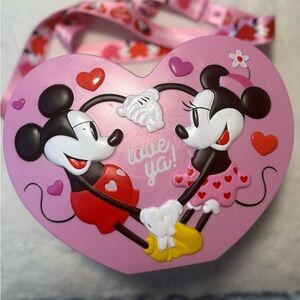 Disney Pink Heart-Shaped popcorn bucket with Mickey and Minnie